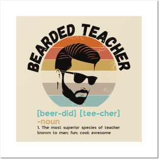 Bearded Teacher Definition Funny Beard Teacher Posters and Art